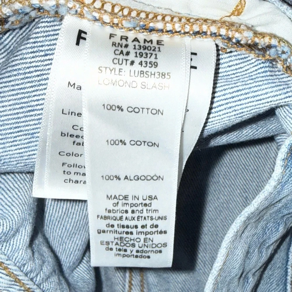 FRAME Le Ultra Baggy Denim Shorts Women’s Size 31 High Rise Light Wash Raw Hem